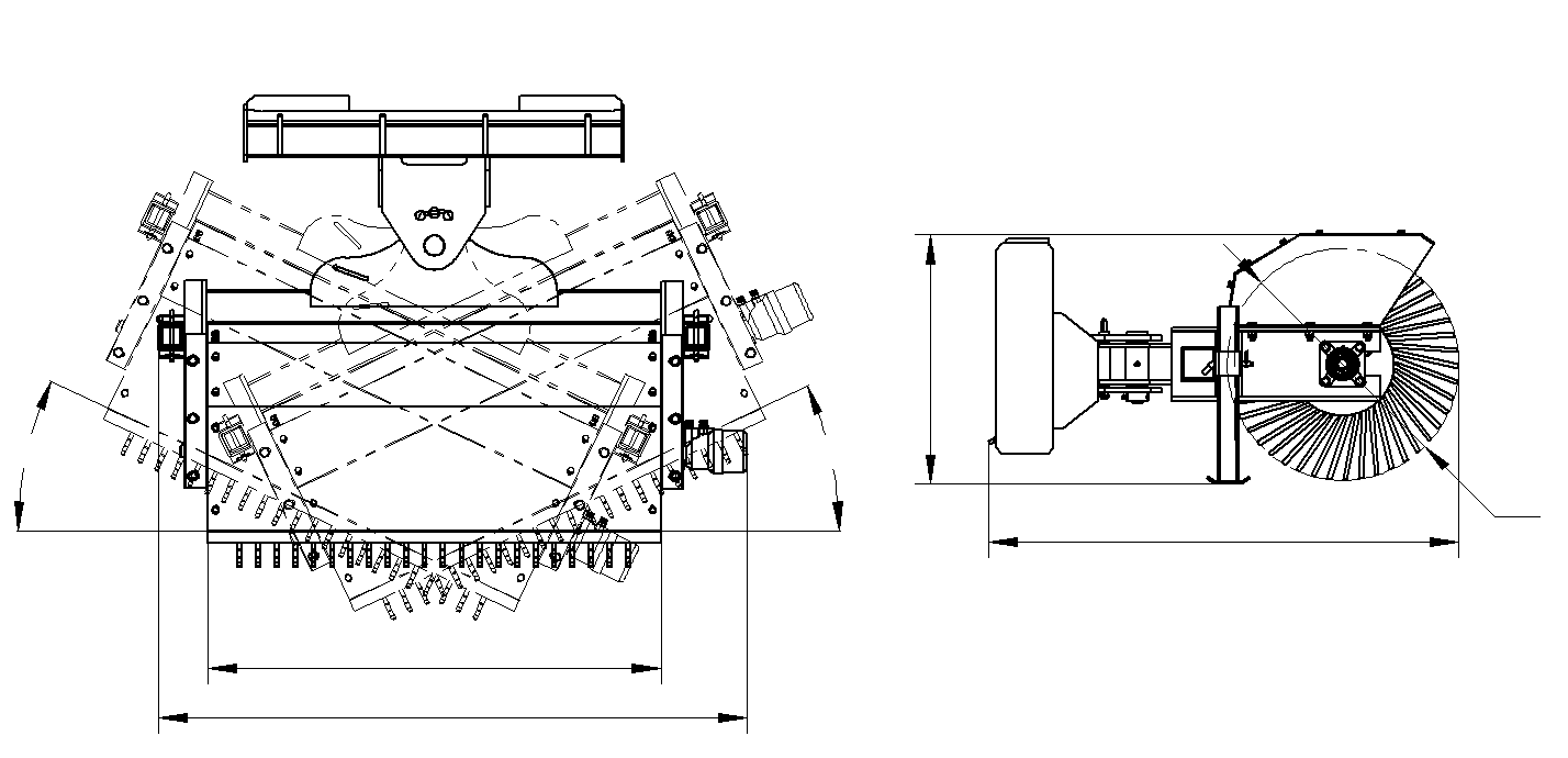 Compact Skid Steer Angle Broom - Hydraulic Drive for Dirt/Snow Debris Sweeping