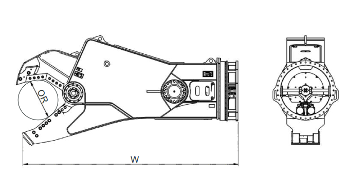 Skid Steer Scrap Shears equipped with rugged 360° rotation system