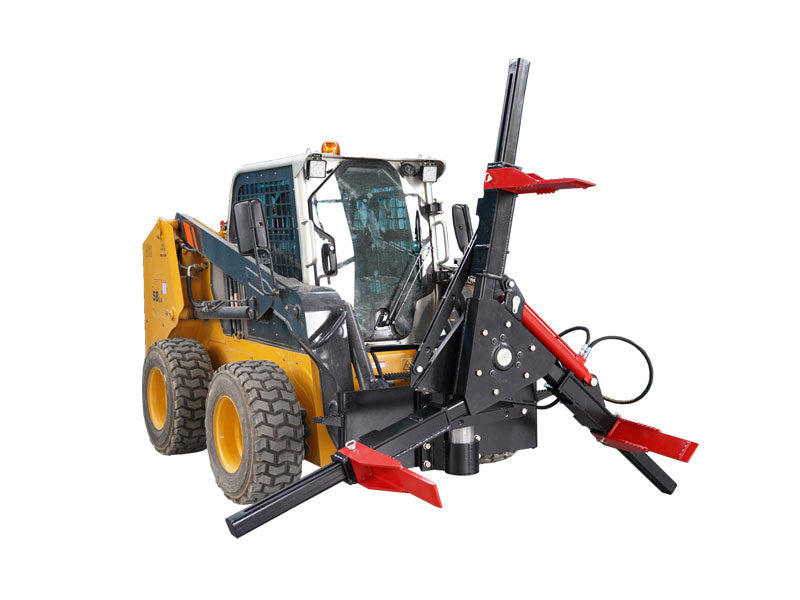 Tire Grabber attachment safely change and store large tires in a way for skid steer
