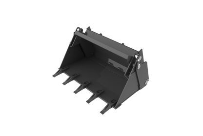 4 In 1 Bucket with Teeth - Multi-Purpose Dumping/Loading/Digging Tool, 20mm High-Tensile Steel, Optional Bolt-On Cutting Edge