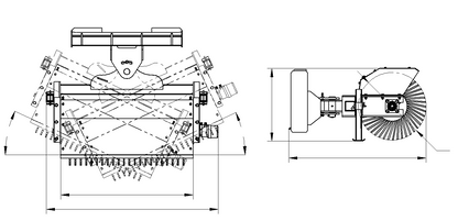 Compact Skid Steer Angle Broom - Hydraulic Drive for Dirt/Snow Debris Sweeping