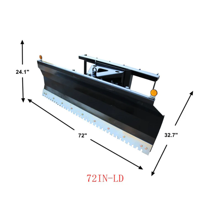 Skid Steer 72" Extreme-Duty Pusher Snow Plow, Snow Blade, Dozer Blade Combo Attachment