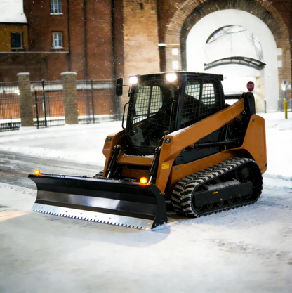 Skid Steer 72" Extreme-Duty Pusher Snow Plow, Snow Blade, Dozer Blade Combo Attachment