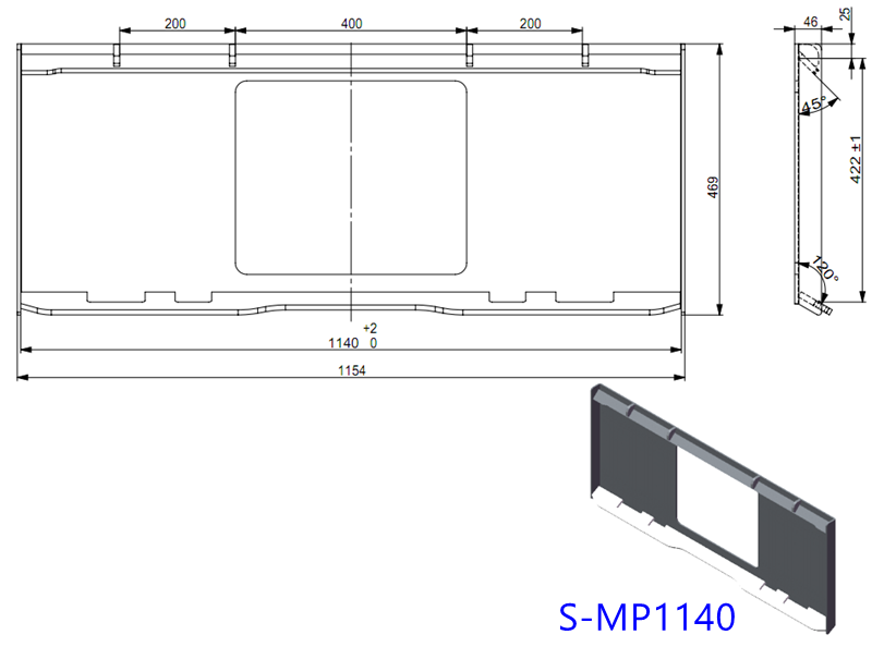 Weld-On Skid Steer Universal Attachment Mounting Plate