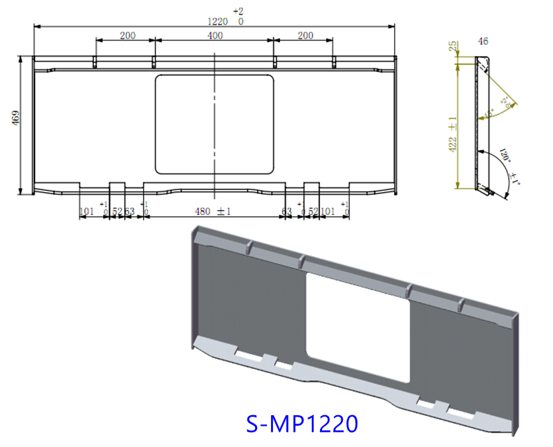 Weld-On Skid Steer Universal Attachment Mounting Plate