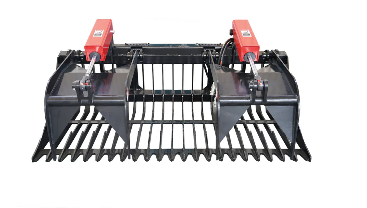 Skid Steer 84" Rock Grapple Bucket - Dual Cylinder