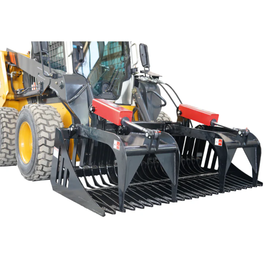 Skid Steer 84" Rock Grapple Bucket - Dual Cylinder