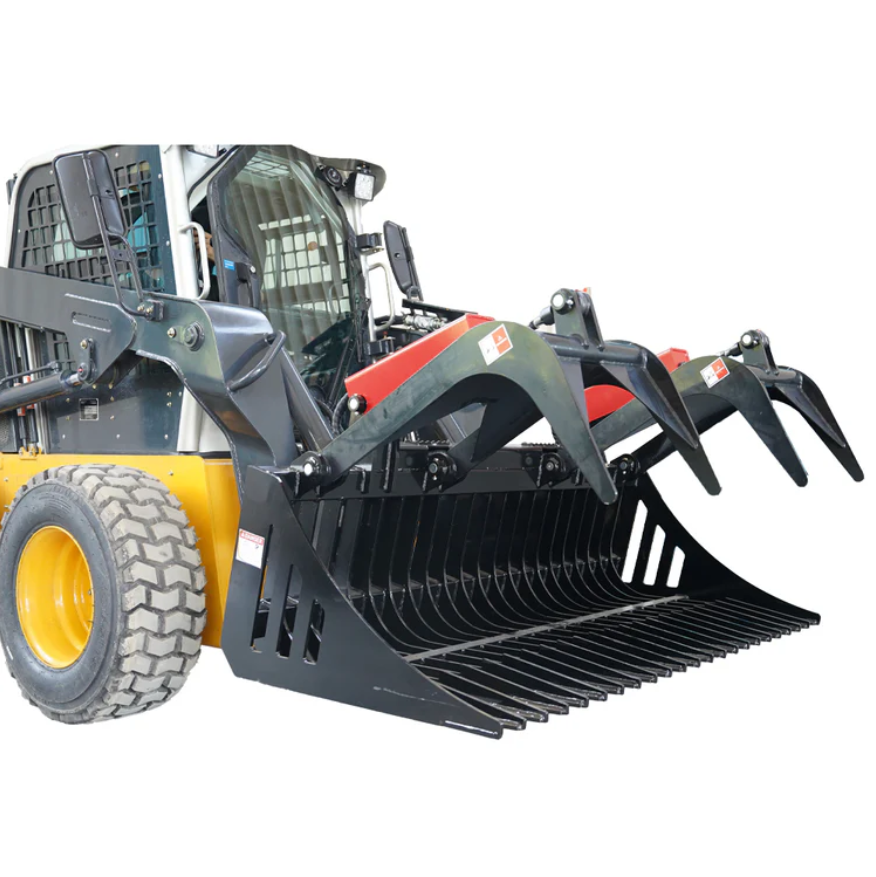 Skid Steer 84" Rock Grapple Bucket - Dual Cylinder