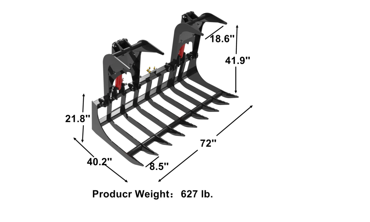 Skid Steer 72" Dual Cylinders Root Grapple Bucket