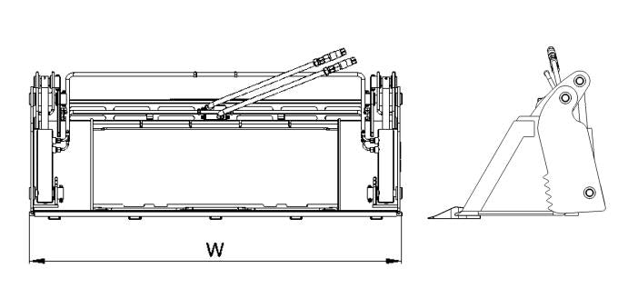 Skid Steer Attachments 4 in 1 Bucket with Teeth Low Profile Extended Bottom Bucket