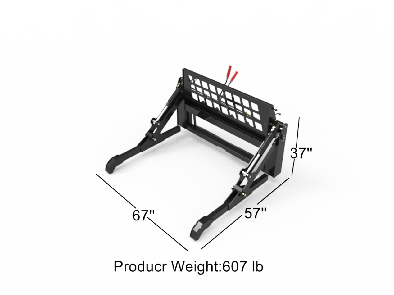 Skid Steer Loader Attachment Two-Cylinder Pipe Pallet Fork Grapple