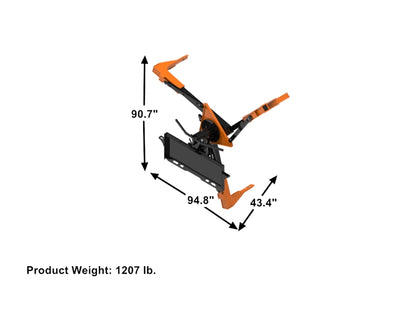 Tire Grabber attachment safely change and store large tires in a way for skid steer