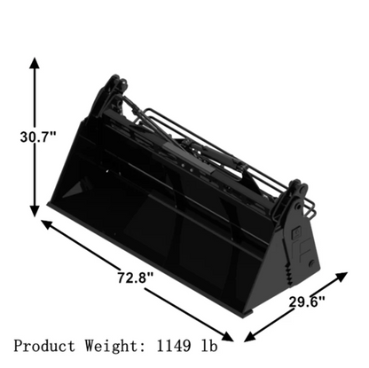 72" Skid Steer 4 in 1 Hydraulic Tilt Bucket with Low Profile Extended Bottom